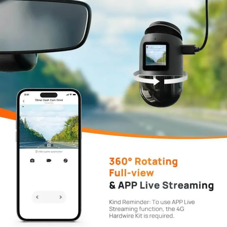 360 AI Motion Dash Cam – Vollsicht-Autokamera
