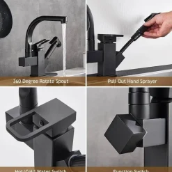 360° drehbarer Spültischhahn – elegantes 2-in-1-Design