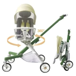 360° drehbarer, zusammenklappbarer Kinderwagen – Reise-Kinderwagen