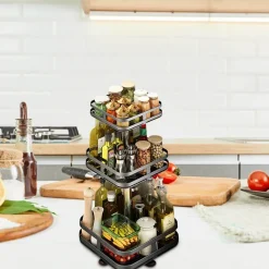 360° drehbares Gewürzregal – Aufbewahrungslösung für die Küche