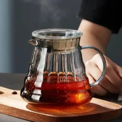 600 ml Kaffeekaraffe aus Glas – Übergießkanne mit Gummideckel für frischen Aufguss