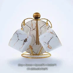 200 ml Teeservice aus Marmorkeramik mit Löffel und Untertasse