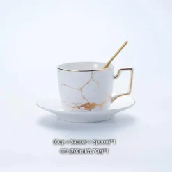 200 ml Teeservice aus Marmorkeramik mit Löffel und Untertasse