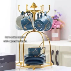 200 ml Teeservice aus Marmorkeramik mit Löffel und Untertasse