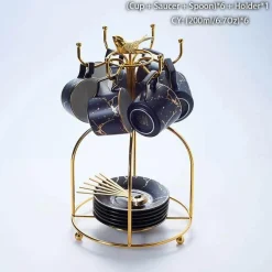 200 ml Teeservice aus Marmorkeramik mit Löffel und Untertasse