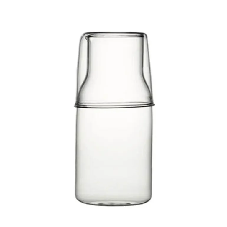 550 ml Wasserkaraffe mit Glas-Set für den Nachttisch – Blau, Bernstein, Blaugrün, Grau