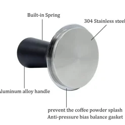 51 mm Espresso-Kaffeestampfer mit Edelstahlbasis und Federgriff