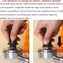 51 mm Espresso-Kaffeestampfer mit Edelstahlbasis und Federgriff