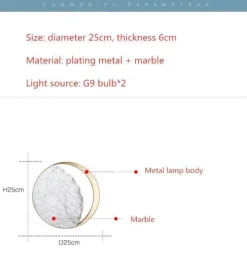 Abnehmender Dreiviertelmond LED-Wandleuchte - Dekorative Marmorleuchte