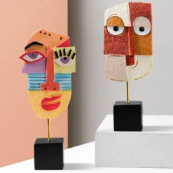 Abstrakte Gesichtsskulptur – moderner Pop-Art-Wohndekor-Akzent