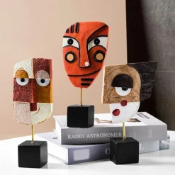 Abstrakte Gesichtsskulptur – moderner Pop-Art-Wohndekor-Akzent