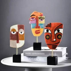 Abstrakte Gesichtsskulptur – moderner Pop-Art-Wohndekor-Akzent