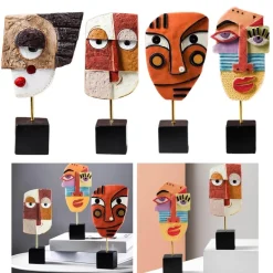 Abstrakte Gesichtsskulptur – moderner Pop-Art-Wohndekor-Akzent