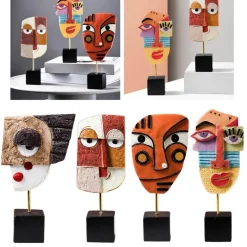 Abstrakte Gesichtsskulptur – moderner Pop-Art-Wohndekor-Akzent