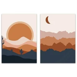 Abstrakter Boho Landschaftskunstdruck - Moderne Wanddekoration