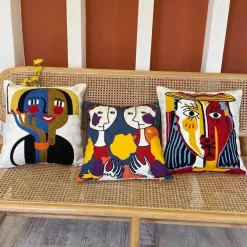 Abstrakter Picasso-Kissenbezug – 45 x 45 cm, dekoratives Dekokissen für Sofa und Auto