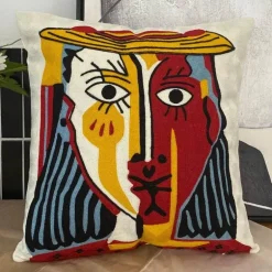 Abstrakter Picasso-Kissenbezug – 45 x 45 cm, dekoratives Dekokissen für Sofa und Auto