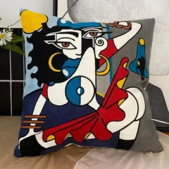 Abstrakter Picasso-Kissenbezug – 45 x 45 cm, dekoratives Dekokissen für Sofa und Auto