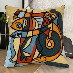 Abstrakter Picasso-Kissenbezug – 45 x 45 cm, dekoratives Dekokissen für Sofa und Auto