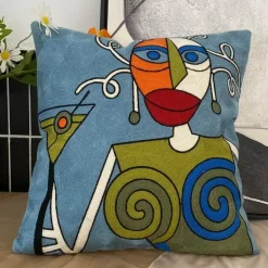 Abstrakter Picasso-Kissenbezug – 45 x 45 cm, dekoratives Dekokissen für Sofa und Auto