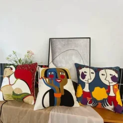 Abstrakter Picasso-Kissenbezug – 45 x 45 cm, dekoratives Dekokissen für Sofa und Auto