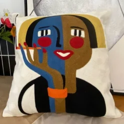 Abstrakter Picasso-Kissenbezug – 45 x 45 cm, dekoratives Dekokissen für Sofa und Auto