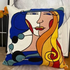 Abstrakter Picasso-Kissenbezug – 45 x 45 cm, dekoratives Dekokissen für Sofa und Auto