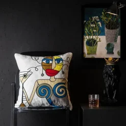 Abstrakter Weihnachtskissenbezug - Sofadekor im Picasso-Stil