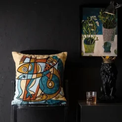 Abstrakter Weihnachtskissenbezug - Sofadekor im Picasso-Stil