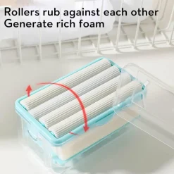 Abtropfbox für schäumende Seife mit Bürste – Reinigungswerkzeug für Seifenorganizer