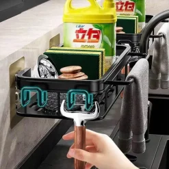 Abtropfgestell für Küchenspüle aus Aluminium – Schwamm-Organizerkorb