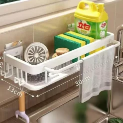 Abtropfgestell für Küchenspüle aus Aluminium – Schwamm-Organizerkorb
