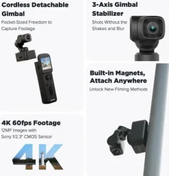 3-Achsen-Gimbal-Stabilisator für flüssige 4K-Kameraaufnahmen