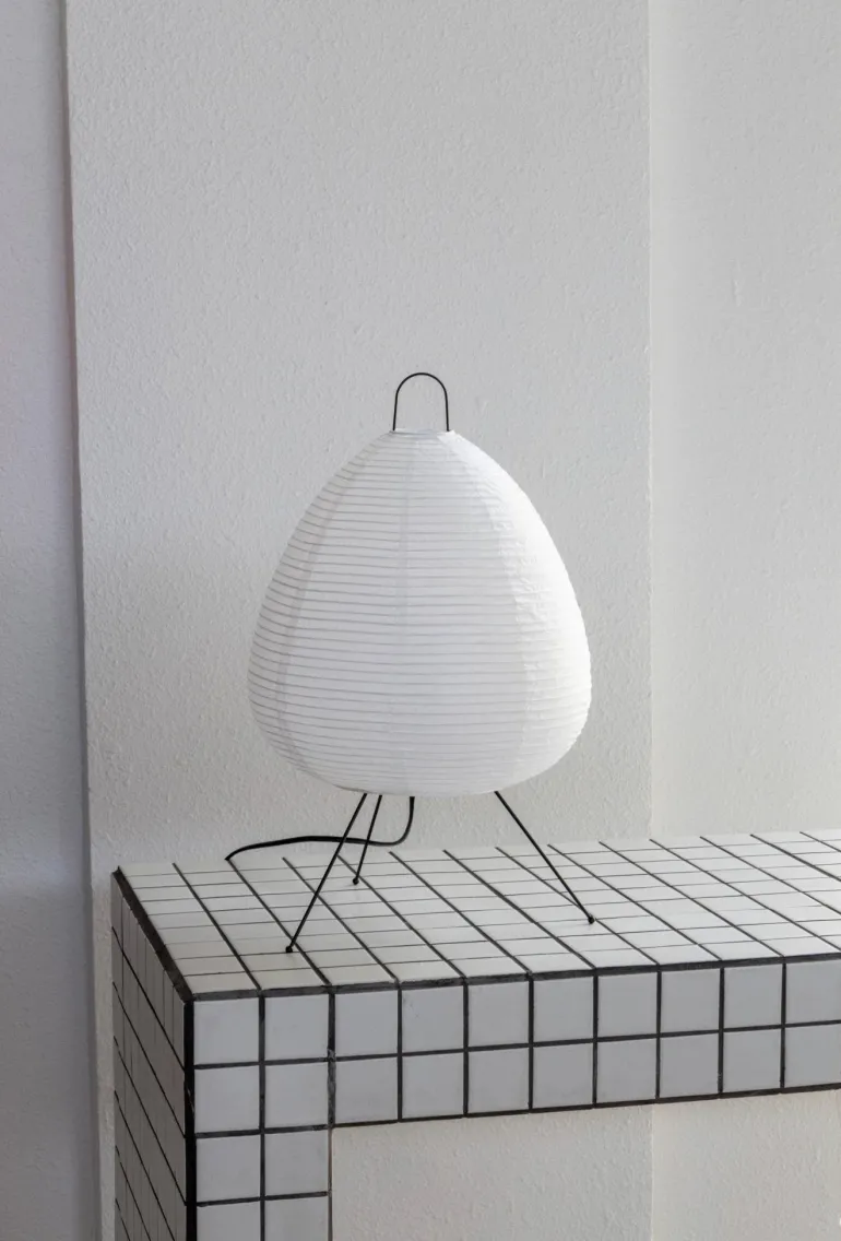 Akari Inspired Table Lamp – Handmade Washi Paper Light Sculpture