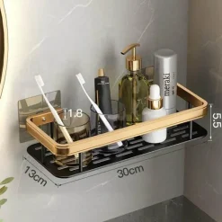 Aluminium-Badezimmer-Eckregal mit Handtuchhalter – platzsparende Aufbewahrungslösung