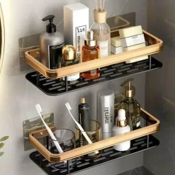 Aluminium-Badezimmer-Eckregal mit Handtuchhalter – platzsparende Aufbewahrungslösung