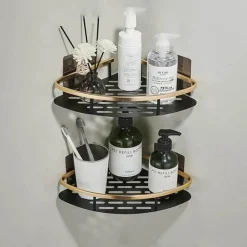 Aluminium-Badezimmer-Eckregal mit Handtuchhalter – platzsparende Aufbewahrungslösung