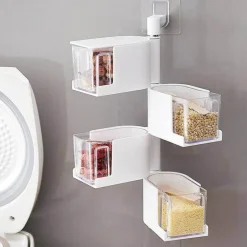 An der Wand montierter, drehbarer Gewürz-Organizer – mehrschichtige Aufbewahrungslösung