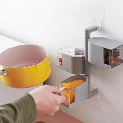 An der Wand montierter, drehbarer Gewürz-Organizer – mehrschichtige Aufbewahrungslösung