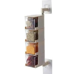 An der Wand montierter, drehbarer Gewürz-Organizer – mehrschichtige Aufbewahrungslösung