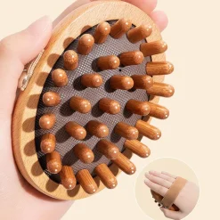 Anti-Cellulite- und Kopfhautmassagebürste aus Holz, beruhigender Spa-Kamm
