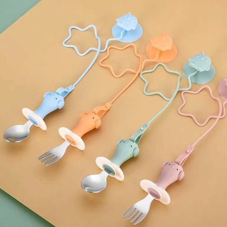 Anti-Drop-Babylöffel- und Gabel-Set – langlebiges Baby-Essgeschirr