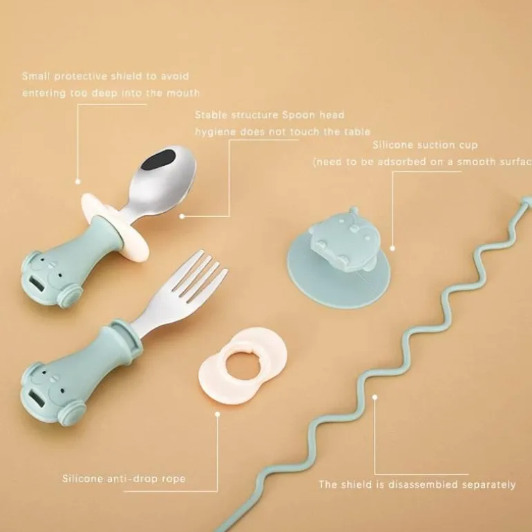 Anti-Drop-Babylöffel- und Gabel-Set – langlebiges Baby-Essgeschirr