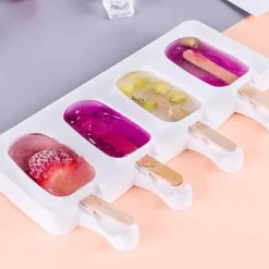 Antihaftbeschichtete Eisform für Stieleis - Eiscreme-Maschinen-Set mit 4 Mulden