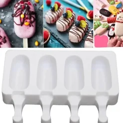 Antihaftbeschichtete Eisform für Stieleis - Eiscreme-Maschinen-Set mit 4 Mulden