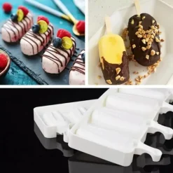 Antihaftbeschichtete Eisform für Stieleis - Eiscreme-Maschinen-Set mit 4 Mulden