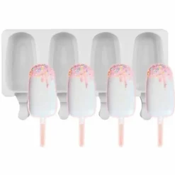 Antihaftbeschichtete Eisform für Stieleis - Eiscreme-Maschinen-Set mit 4 Mulden