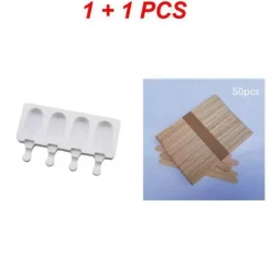 Antihaftbeschichtete Eisform für Stieleis - Eiscreme-Maschinen-Set mit 4 Mulden