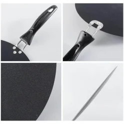 Antihaftbeschichtete schwarze Pfannkuchenpfanne aus Eisen – langlebiges rundes Kochgeschirr