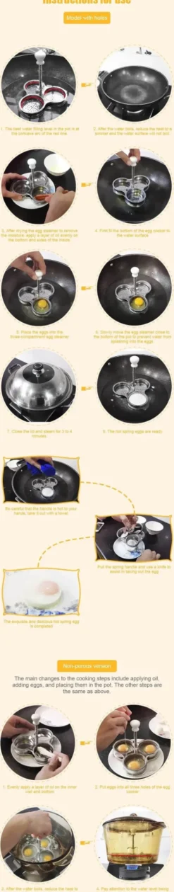 Antihaftbeschichteter Eierkocher aus Edelstahl. Müheloses Pochieren von Eiern